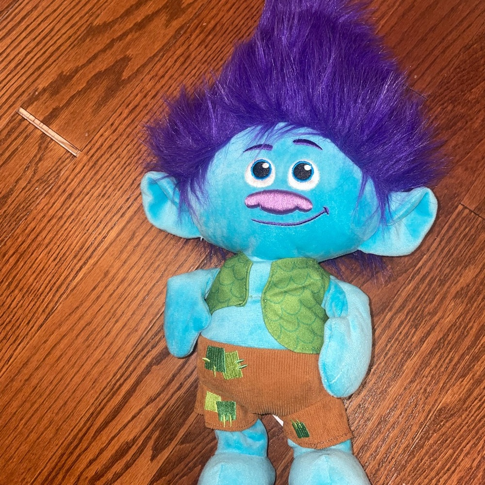 Dreamworks Blue and Purple Stuffed Animal with Fluffy Hair